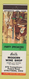 Matchbook Cover - Beil's Modern Wine Shop Struthers OH