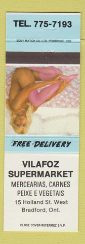 Matchbook Cover - Vilafoz Super Market Bradford ON pinup