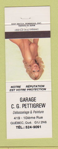 Matchbook Cover - Garage CG Pettigrew Quebec QC pinup