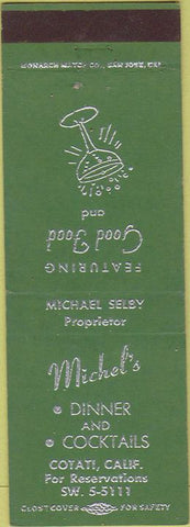 Matchbook Cover - Michel's Dinner Cotati CA