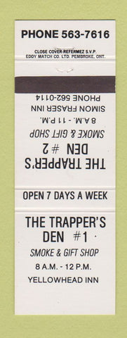 Matchbook Cover - Trapper's Den Yellowhead Inn Simon Fraser Inn