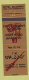 Matchbook Cover - The Waldorf Hotel Vancouver BC