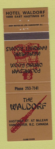 Matchbook Cover - The Waldorf Hotel Vancouver BC