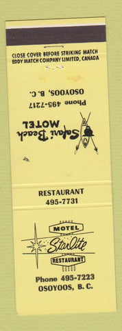 Matchbook Cover - Motel Starlite Restaurant Osoyoos BC