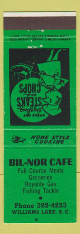 Matchbook Cover - Bil Nor Cafe Williams Lake BC