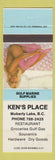 Matchbook Cover - Ken's Place Moberly Lake BC pinup WORN