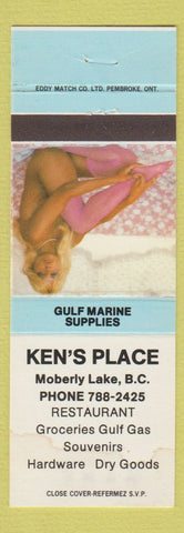 Matchbook Cover - Ken's Place Moberly Lake BC pinup WORN