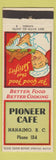 Matchbook Cover - Pioneer Cafe Nanaimo BC WEAR