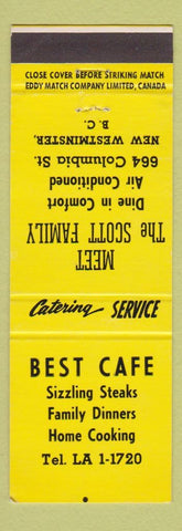 Matchbook Cover - Best Cafe New Westminster BC