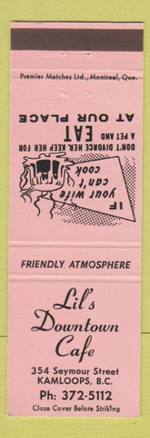 Matchbook Cover - Lil's Downtown Cafe Kamloops BC