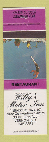 Matchbook Cover - Willy's Motor Inn Vernon BC