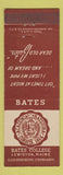 Matchbook Cover - Bates College Lewiston ME
