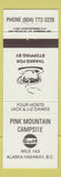 Matchbook Cover - Pink Mountain Camping Gulf oil gas Alaska Highway BC