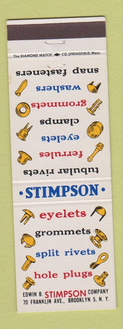 Matchbook Cover - Stimpson Eyelets Grommets Brooklyn NY
