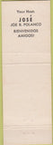 Matchbook Cover - Tijuana Joe's Restaurant Berkeley CA orange