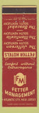 Matchbook Cover - Fetter Hotels Atlantic City NJ