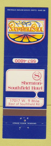 Matchbook Cover - Sheraton Hotel Southfield MI
