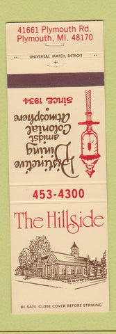 Matchbook Cover - The Hillside Restaurant Plymouth MI