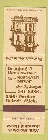 Matchbook Cover - Mrs. Morgan's Boarding House Detroit MI