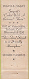 Matchbook Cover - Sargent's Burbank CA Hillbilly w/ extra hillbilly!