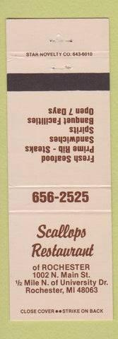 Matchbook Cover - Scallops Restaurant Rochester MI