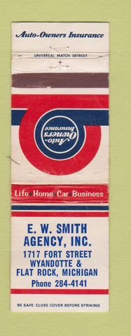 Matchbook Cover - EW Smith Insurance Flat Rock MI WORN