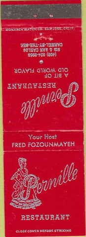 Matchbook Cover - Pernille Restaurant Carmel by the Sea CA
