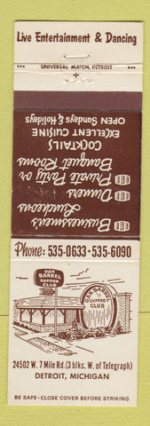 Matchbook Cover - Oak Barrel Club Detroit MI