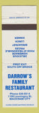 Matchbook Cover - Darrow's Family Restaurant Mackinaw City MI
