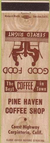Matchbook Cover - Pine Haven Coffee Shop Carpinteria CA