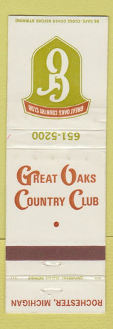 Matchbook Cover - Great Oaks Country Club Rochester MI WEAR