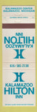 Matchbook Cover - Kalamazoo Hilton Inn MI