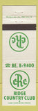 Matchbook Cover - Ridge Country Club