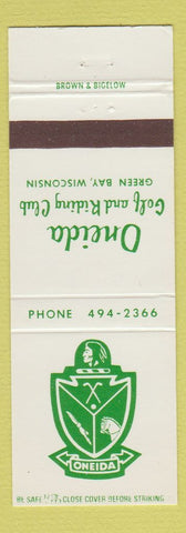 Matchbook Cover - Oneida Golf Riding Club Green Bay WI