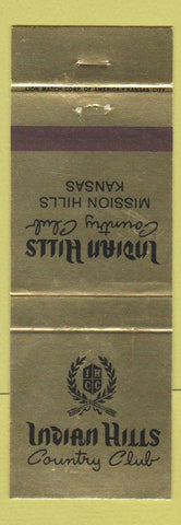 Matchbook Cover - Indian Hills Country Club Mission Hills KS