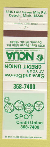 Matchbook Cover - Spot Credit Union Detroit MI