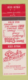 Matchbook Cover - Rick's Restaurant Detroit MI