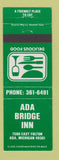 Matchbook Cover - Ada Bridge Inn Ada MI