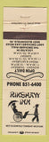 Matchbook Cover - Rickshaw Inn West Bloomfield MI WEAR