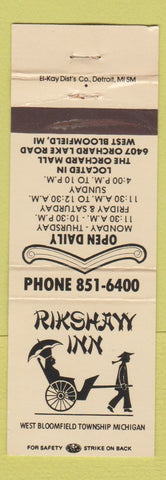 Matchbook Cover - Rickshaw Inn West Bloomfield MI WEAR