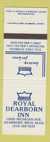 Matchbook Cover - Royal Dearborn Inn Dearborn MI