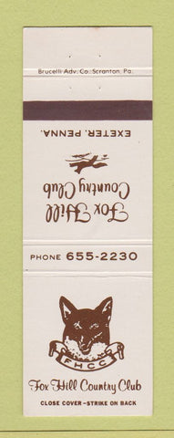 Matchbook Cover - Fox Hill Country Club Exeter PA