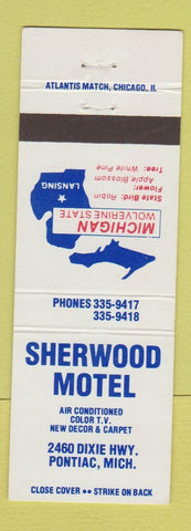 Matchbook Cover - Sherwood Motel Pontiac MI
