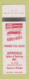 Matchbook Cover - Appicelli Sales Service Used Cars Manistee MI