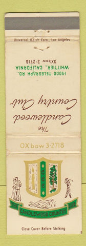Matchbook Cover - Candlewood Country Club Whittier CA WEAR