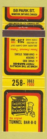Matchbook Cover - Tunnel BBQ Windsor ON