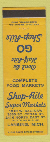 Matchbook Cover - Shop Rite Super Markets Lansing MI