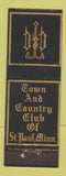 Matchbook Cover - Town and Country Club of St Paul MN
