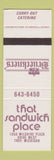 Matchbook Cover - That Sandwich Place Troy MI Brueckners'
