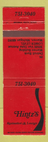 Matchbook Cover - Hintz's Restaurant Warren MI